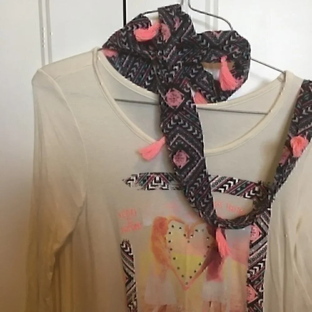Justice Girls size 10  top and eternity scarf